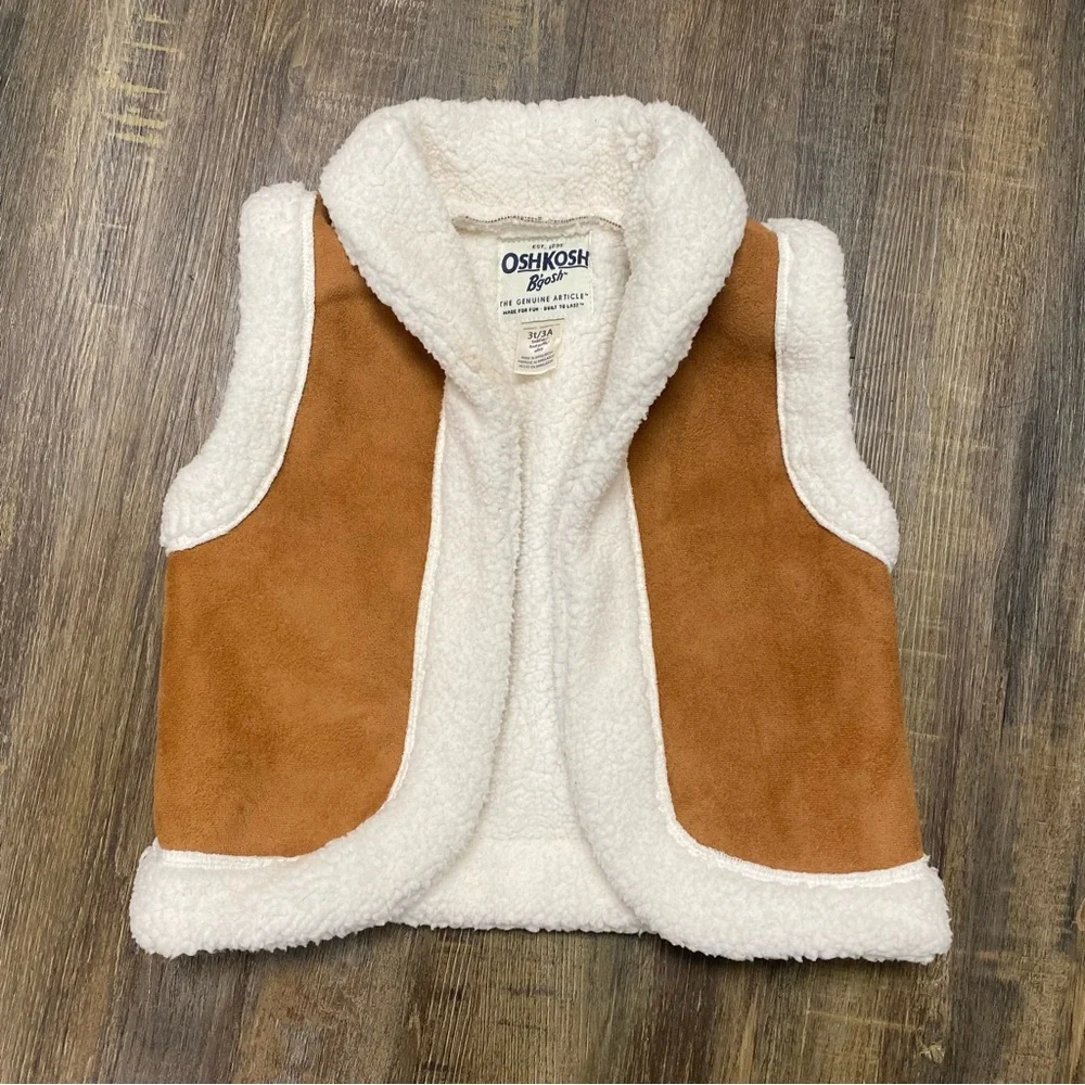 OshKosh B'gosh Kids Brown and Cream Sherpa Vest‎